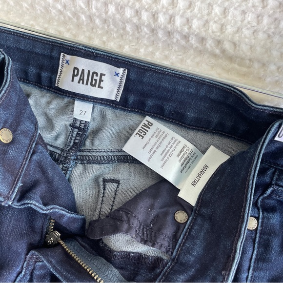 Paige jeans dark blue denim Manhattan boot flare fall business casual chic 27 - Picture 13 of 14